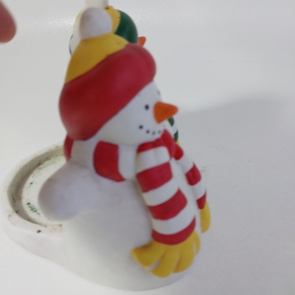 PartyLite P0476 Two Snowman Pillar Candle Holder Christmas Decoration - Picture 5 of 6